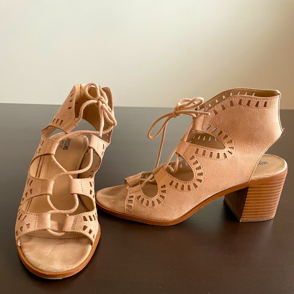 Nude lace up heels